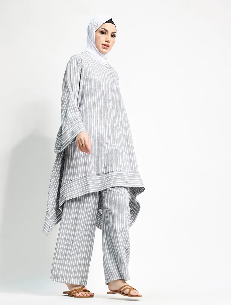 Grey Lina Striped Co Ord Set
